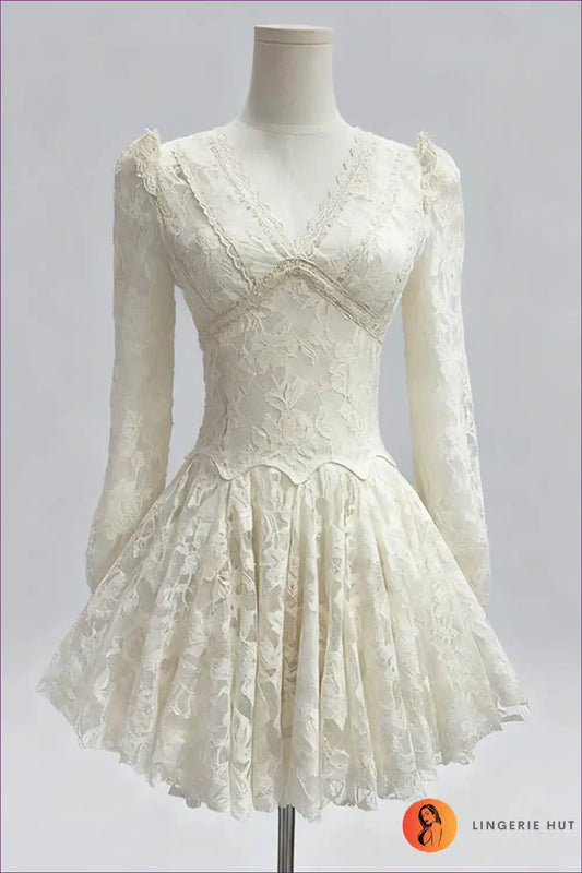 A-line Dress with Lace Overlay - Garden Party Romance for A-line, Autumn, Bridal, Dress, Floral
