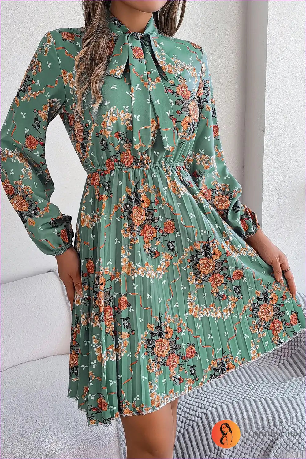 A-line Dress with Pleated Skirt - Effortless Everyday Romance for A-line, All Season, Autumn, Boho, Casual