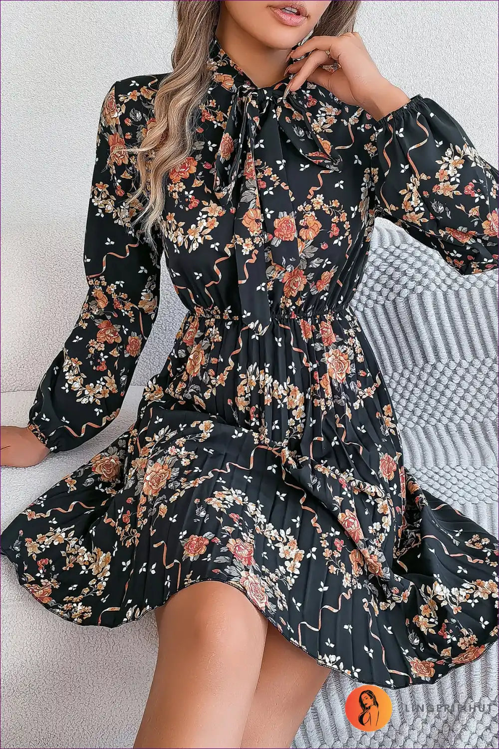 A-line Dress with Pleated Skirt - Effortless Everyday Romance for A-line, All Season, Autumn, Boho, Casual