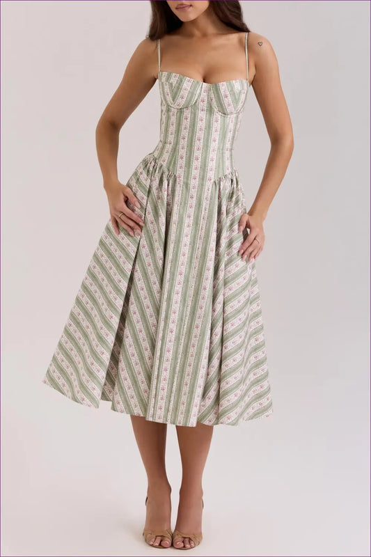 A Line Dress with Ruched Waist - Late Afternoon Glow - Casual • Cotton • Dresses - Lingerie Hut