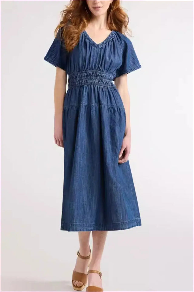 A Line Dress with Ruched Waist - Quiet Confidence