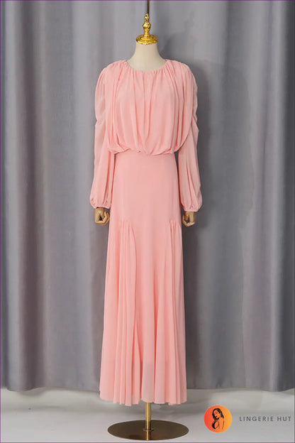 A Line Dress with Ruched Waist - Soft Focus Charm - s / Pink - Casual • Cotton • Dresses - Lingerie Hut