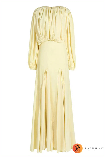 A Line Dress with Ruched Waist - Soft Focus Charm - s / Yellow - Casual • Cotton • Dresses - Lingerie Hut