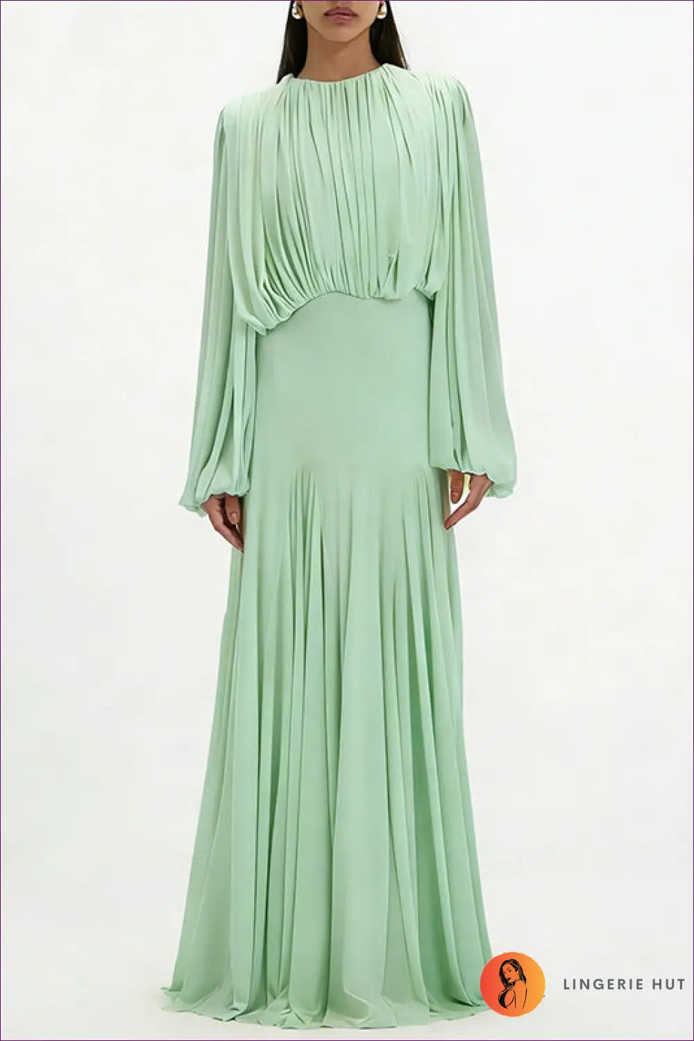 A Line Dress with Ruched Waist - Soft Focus Charm - s / Light Green - Casual • Cotton • Dresses - Lingerie Hut
