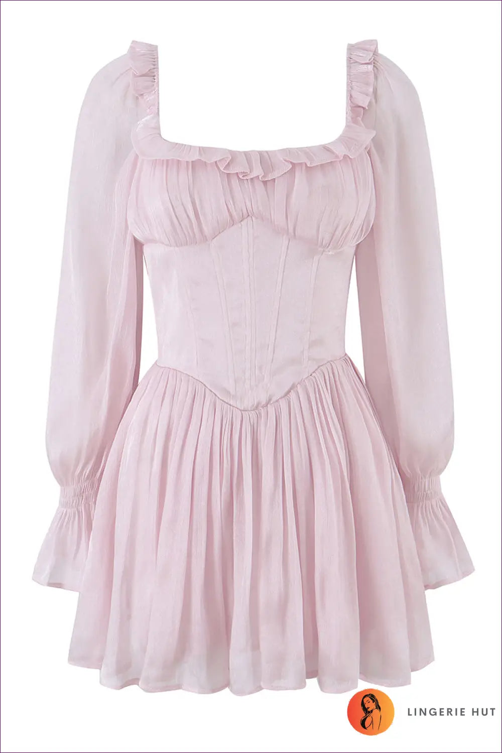 A Line Dress with Ruffle Trim - Effortless Grace - s / Pink - Casual • Cotton • Dresses - Lingerie Hut