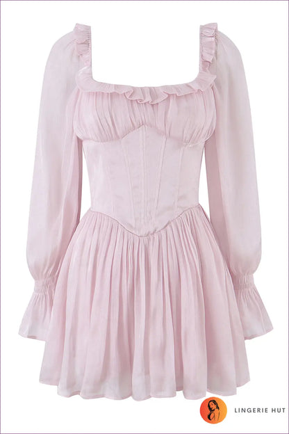 A Line Dress with Ruffle Trim - Effortless Grace - s / Pink - Casual • Cotton • Dresses - Lingerie Hut