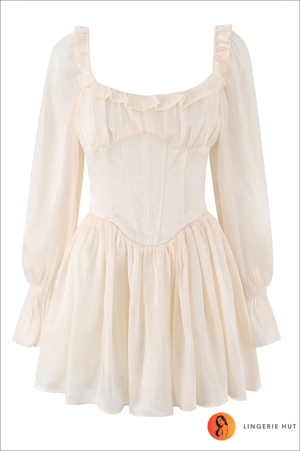 A Line Dress with Ruffle Trim - Effortless Grace - s / Apricot - Casual • Cotton • Dresses - Lingerie Hut
