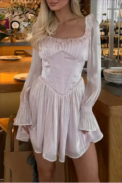 A Line Dress with Ruffle Trim - Effortless Grace - Casual • Cotton • Dresses - Lingerie Hut