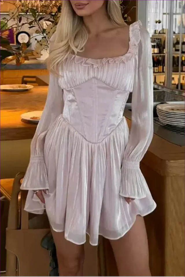 A Line Dress with Ruffle Trim - Effortless Grace