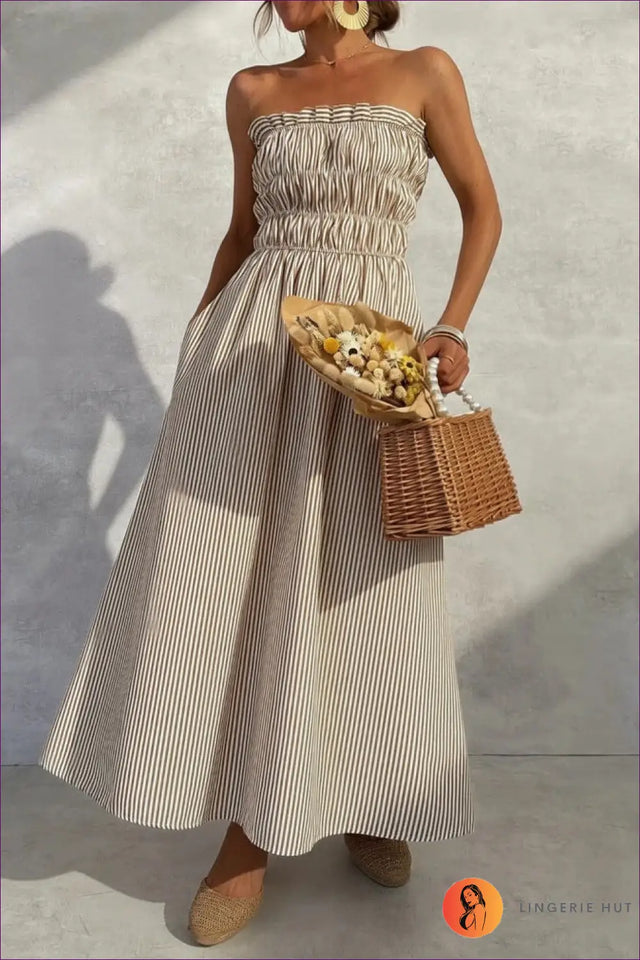 A Line Dress with Ruffle Trim - Late Afternoon Glow