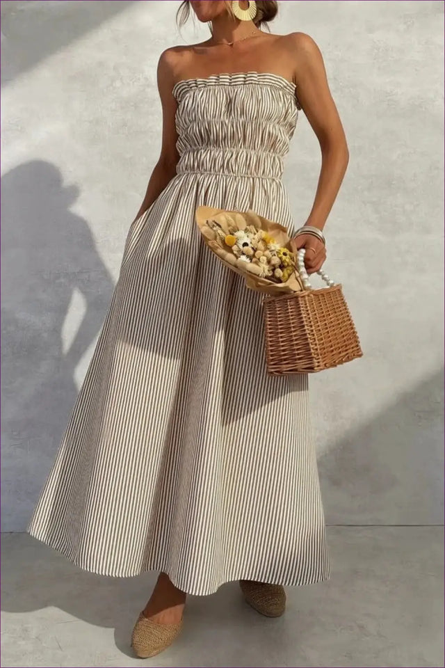 A Line Dress with Ruffle Trim - Late Afternoon Glow