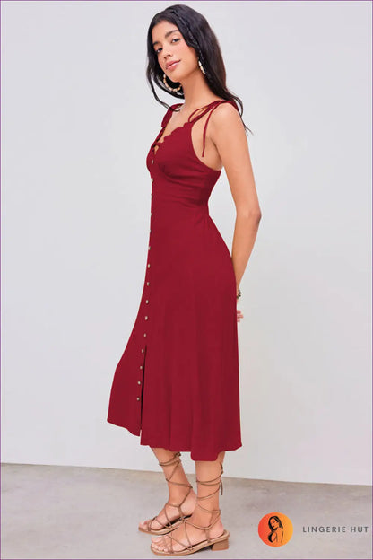 A Line Dress with Ruffle Trim - Soft Focus Charm - Casual • Cotton • Dresses - Lingerie Hut