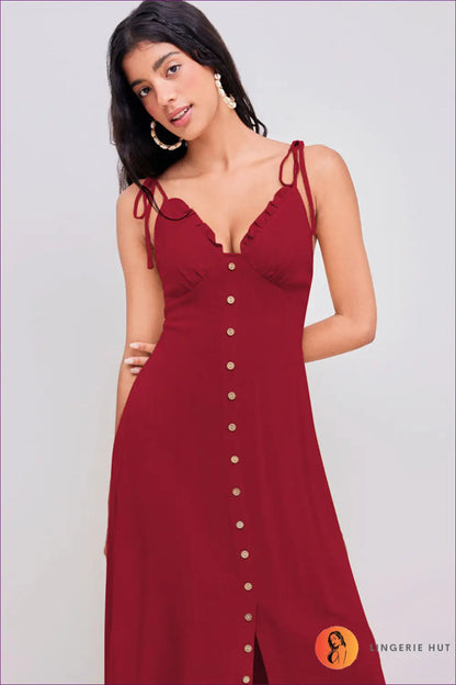 A Line Dress with Ruffle Trim - Soft Focus Charm - Casual • Cotton • Dresses - Lingerie Hut