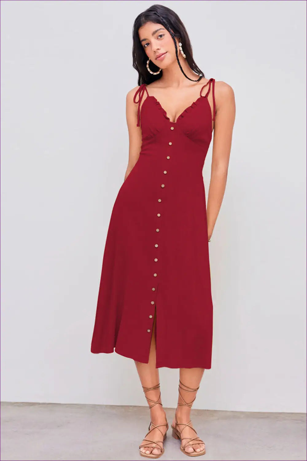 A Line Dress with Ruffle Trim - Soft Focus Charm - Casual • Cotton • Dresses - Lingerie Hut