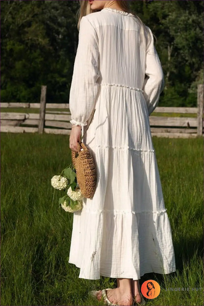 A Line Dress with Ruffle Trim - Sunlit Ease - Casual • Cotton • Dresses - Lingerie Hut