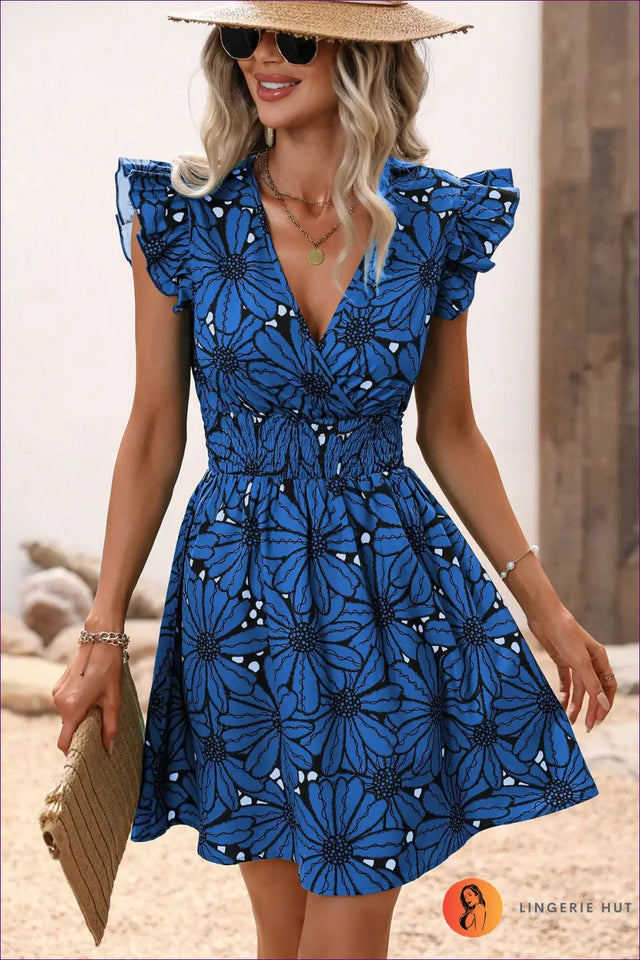 A-Line Dress with Ruffled Sleeves - Garden Party Ready