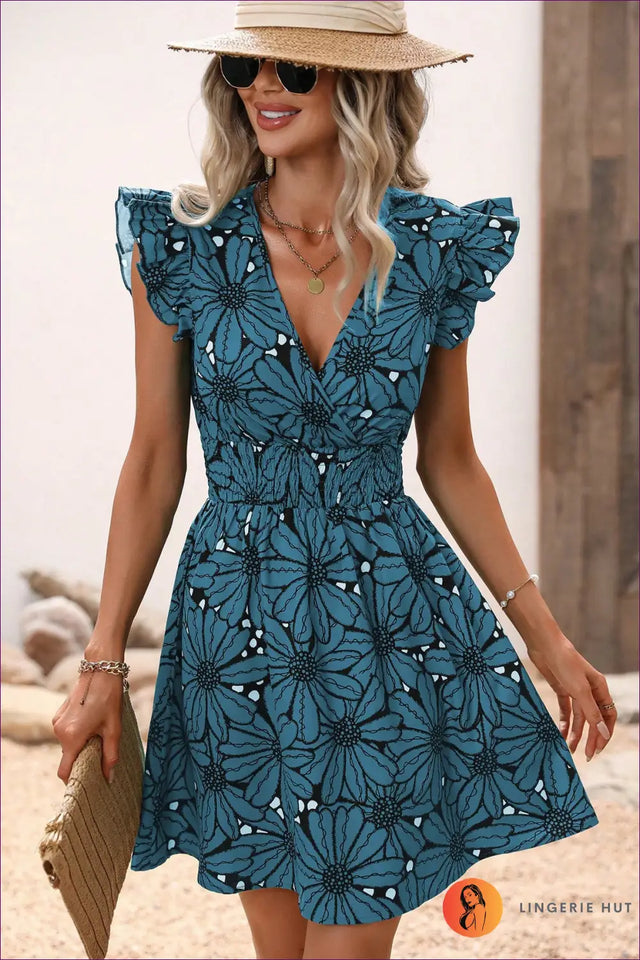 A-Line Dress with Ruffled Sleeves - Garden Party Ready