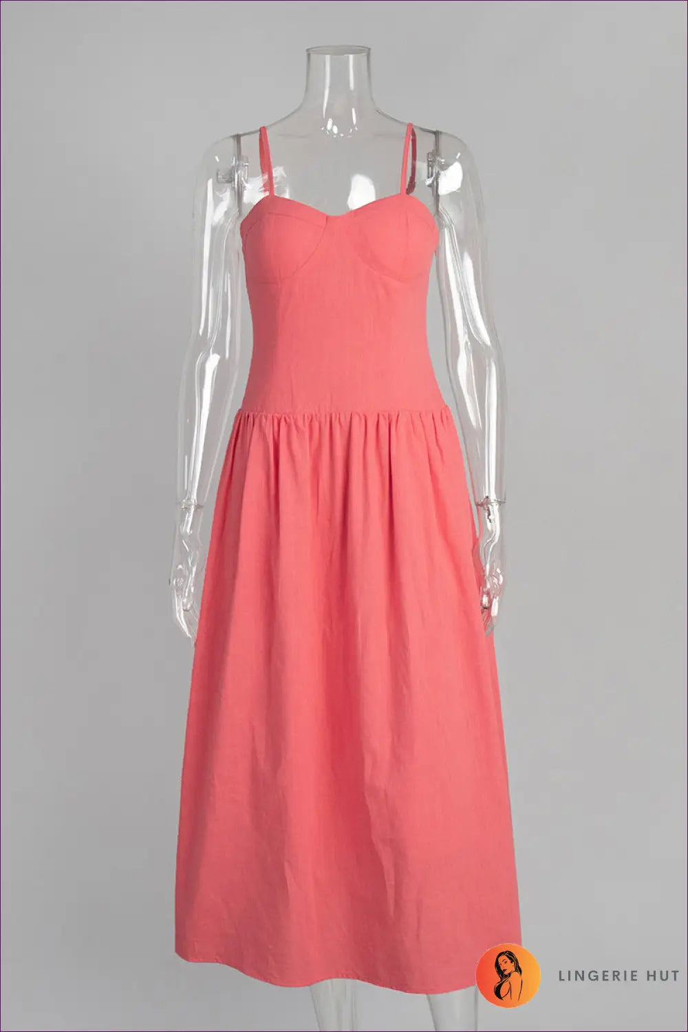 A Line Dress with Side Pocket Detail - Sunlit Ease - s / Pink - Casual • Cotton • Dresses - Lingerie Hut