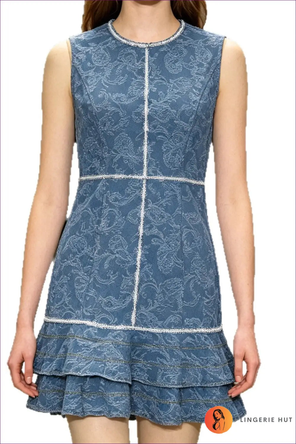 A Line Dress with Signature Waist Detail - Soft Focus Charm - s / Denim Blue - Casual • Cotton • Dresses - Lingerie Hut