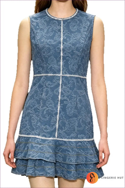 A Line Dress with Signature Waist Detail - Soft Focus Charm - s / Denim Blue - Casual • Cotton • Dresses - Lingerie Hut