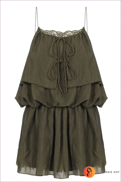 A Line Dress with Signature Waist Detail - Sunlit Ease - s / Green - Casual • Cotton • Dresses - Lingerie Hut