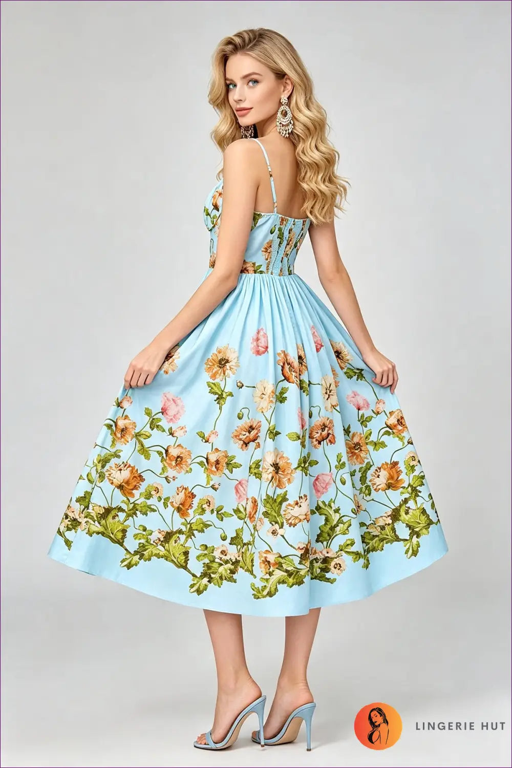 A Line Dress with Smocked Bodice - Late Afternoon Glow - Casual • Cotton • Dresses - Lingerie Hut