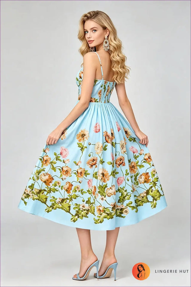 A Line Dress with Smocked Bodice - Late Afternoon Glow