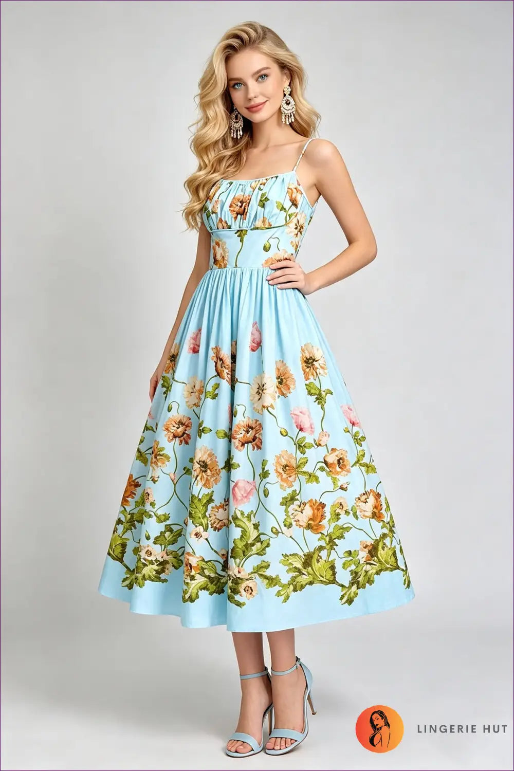 A Line Dress with Smocked Bodice - Late Afternoon Glow - Casual • Cotton • Dresses - Lingerie Hut