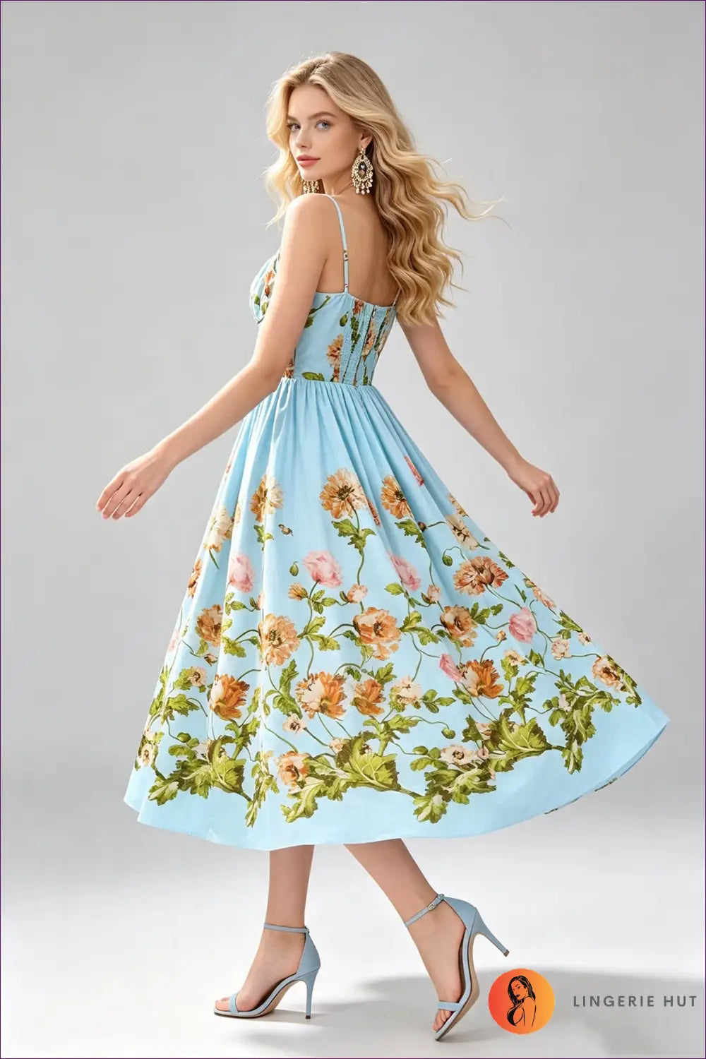 A Line Dress with Smocked Bodice - Late Afternoon Glow - Casual • Cotton • Dresses - Lingerie Hut