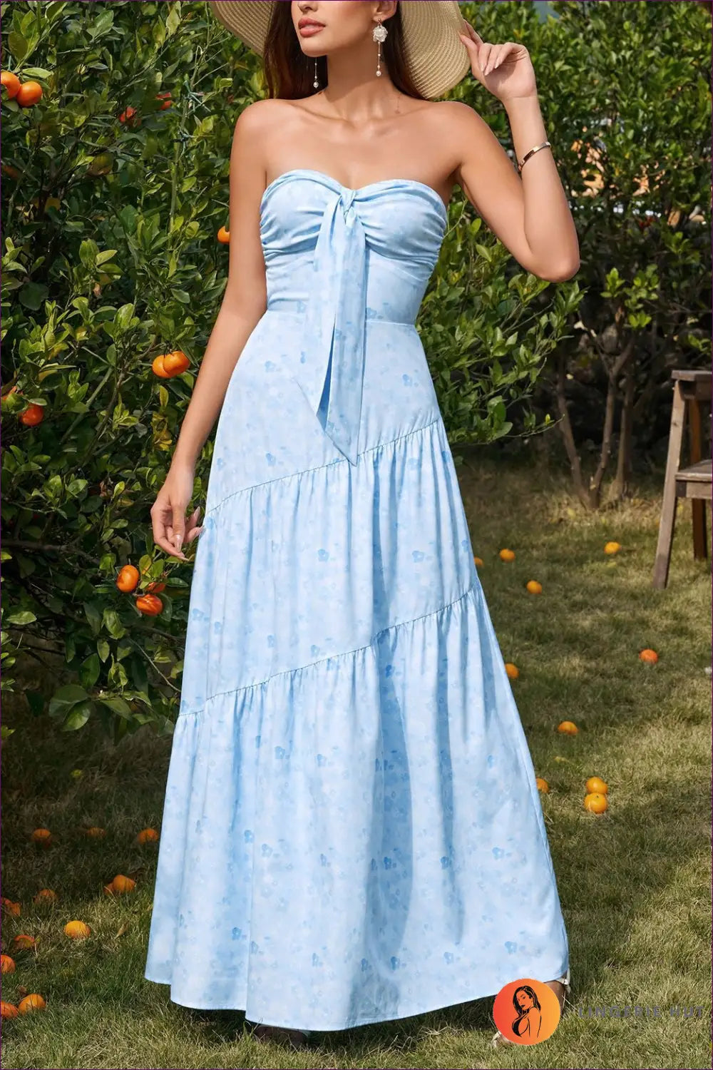 A Line Dress with Tie Waist Detail - Daylight Romance - Xs / Blue - Backless • Casual • Cotton • Lingerie Hut