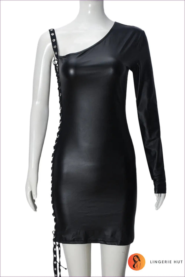 Wet Look Cutout Mini Dress