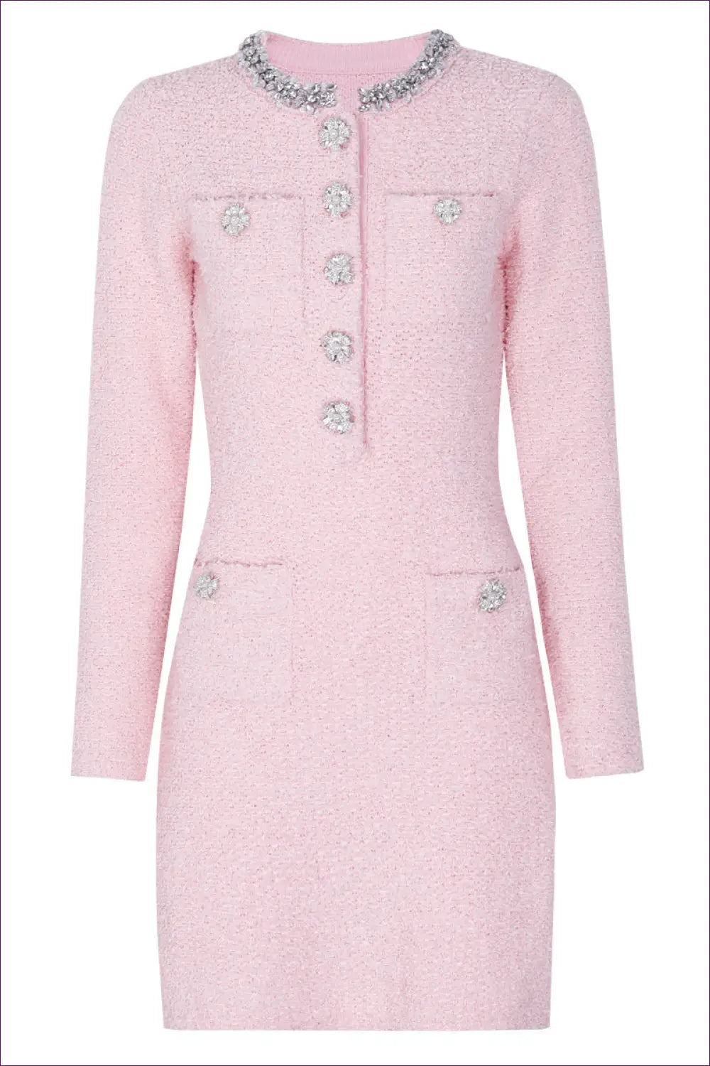 A-line Mini Dress with Rhinestone Buttons - Effortless Everyday Glamour - Dresses - All Season • Button Front • Casual