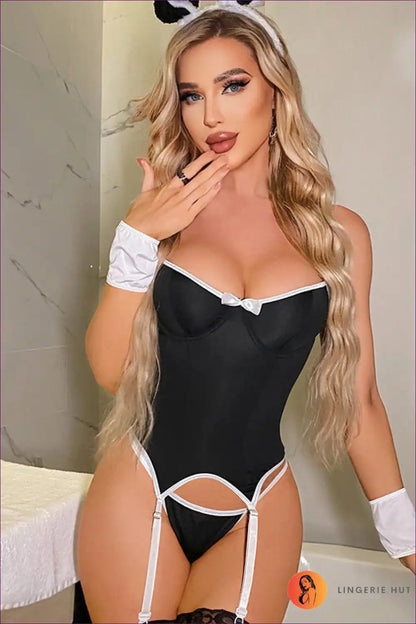 Lingerie Bra & Panty Set with 3d Bow Detail - Playful for Boudior, Set, Lingerie, Night In, Polyester