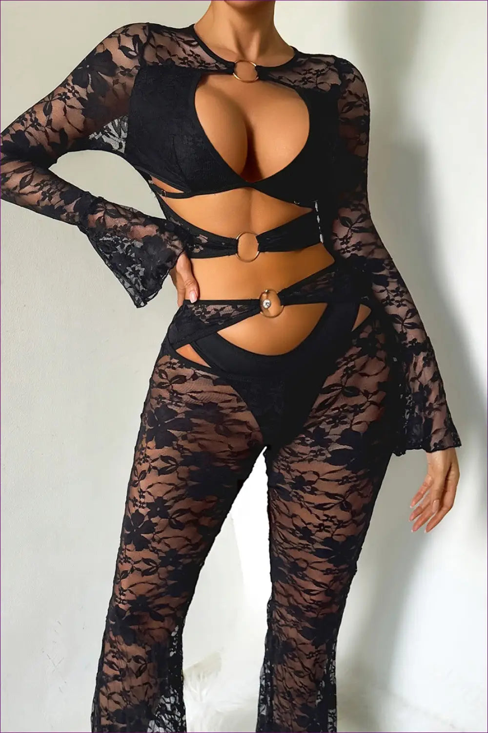 Lingerie Pant Set with O-ring Waist Detail - After Dark Energy - Bras & Panty Sets - Boudoir • Bra • Date Night