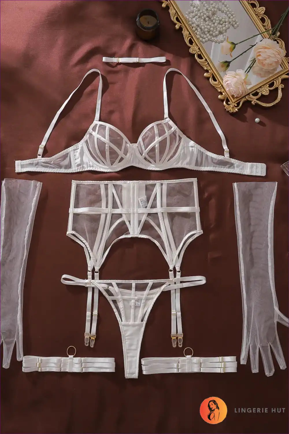 Lingerie Set with Cut-out Straps and Garter Belt - Bold Confidence for Boudoir, Bra Set, Cutout, Date Night,