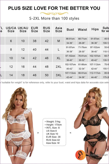 Lingerie Set with Embroidery Lace - Bra Garter & Leg Rings for Boudoir, Set, Date Night, Floral,