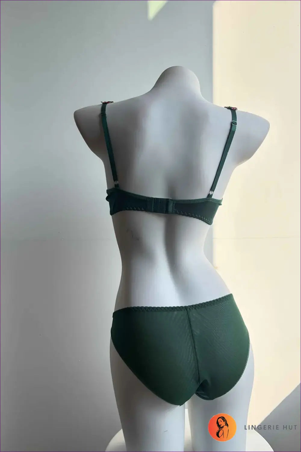 Lingerie Set with Floral Appliqué Trim - Playful Bedroom Romance - Bra - Hut - Boudoir • Date Night • Everyday