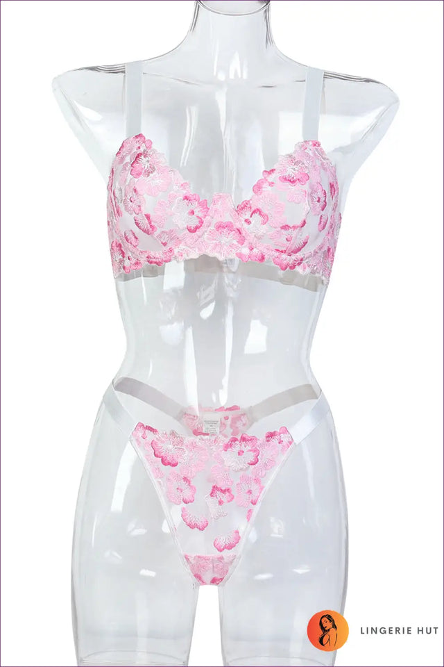 Floral Embroidery Bra Set
