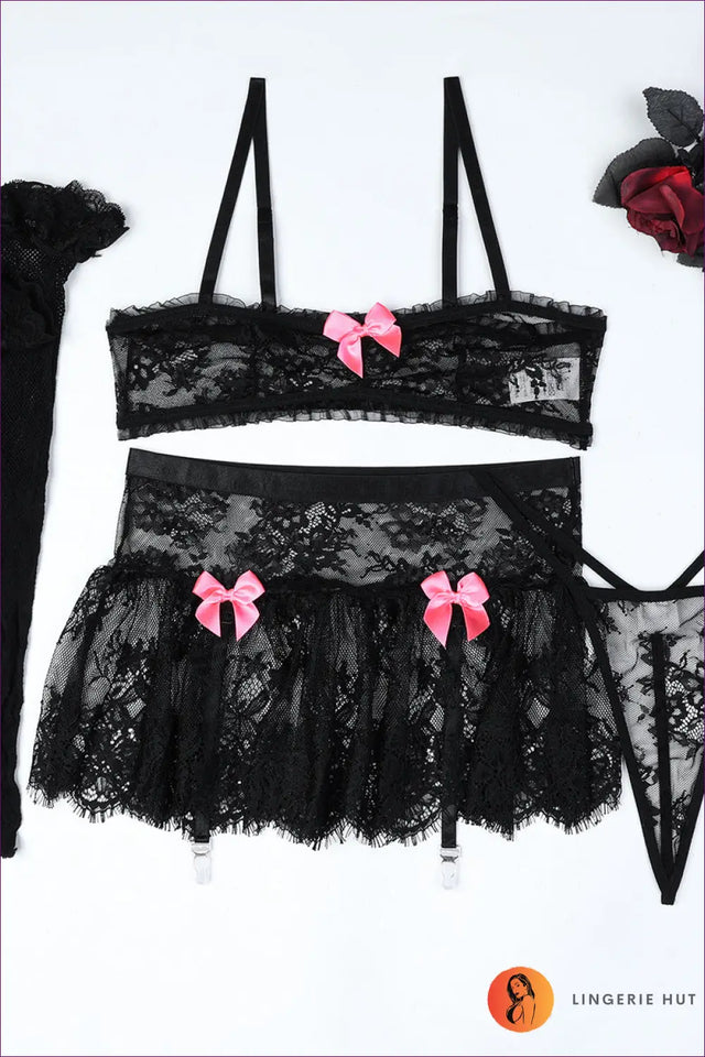 Lingerie Set with Floral Lace - Romantic Evenings