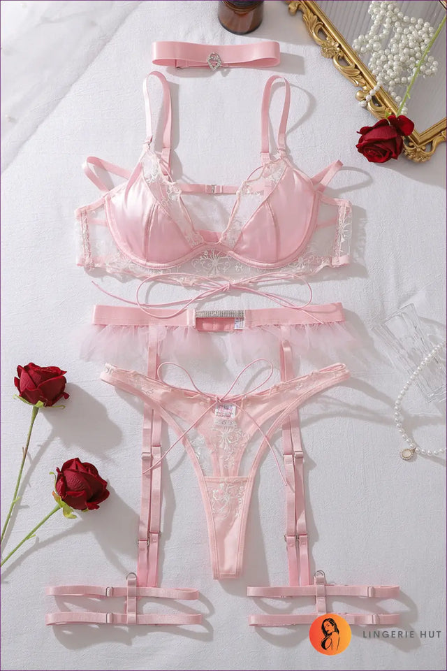 Lingerie Set with Garter Strap Detail - Private Luxury