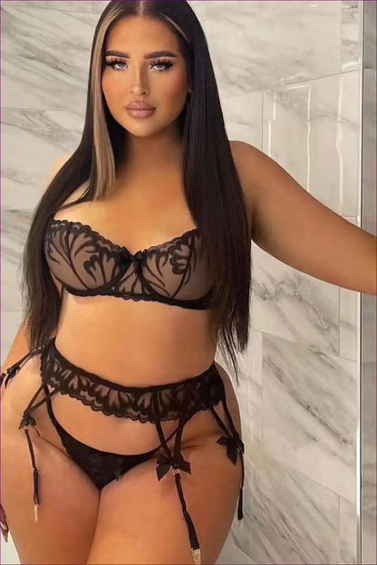 Lingerie Set with Garter Straps - Bold Evening Statement for Boudoir, Bra Set, Date Night, Evening Wear,