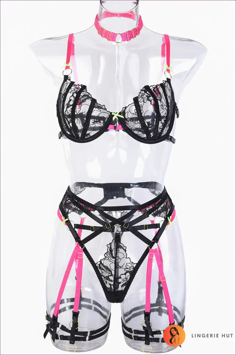 Lingerie Set with Halter Bow Detail - Playful Confidence - s / Black - Bra • Glamour • just in • Party • Polyester - Hut