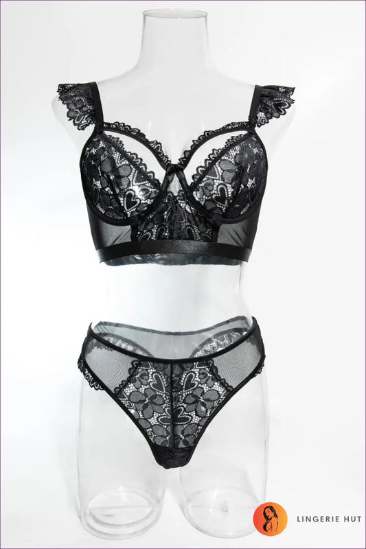 Lace Bra Set with High Waist - Quiet Confidence - s / Black - Lingerie Hut - All Season • Boudoir • Cutout • Date Night