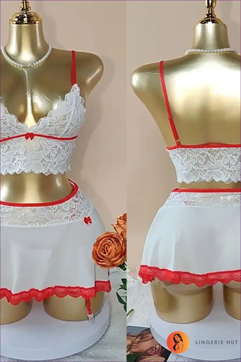 Lingerie Set with Lace Bralette and Skirt - Playful Energy for Boudoir, Bra Set, Date Night, Everyday,