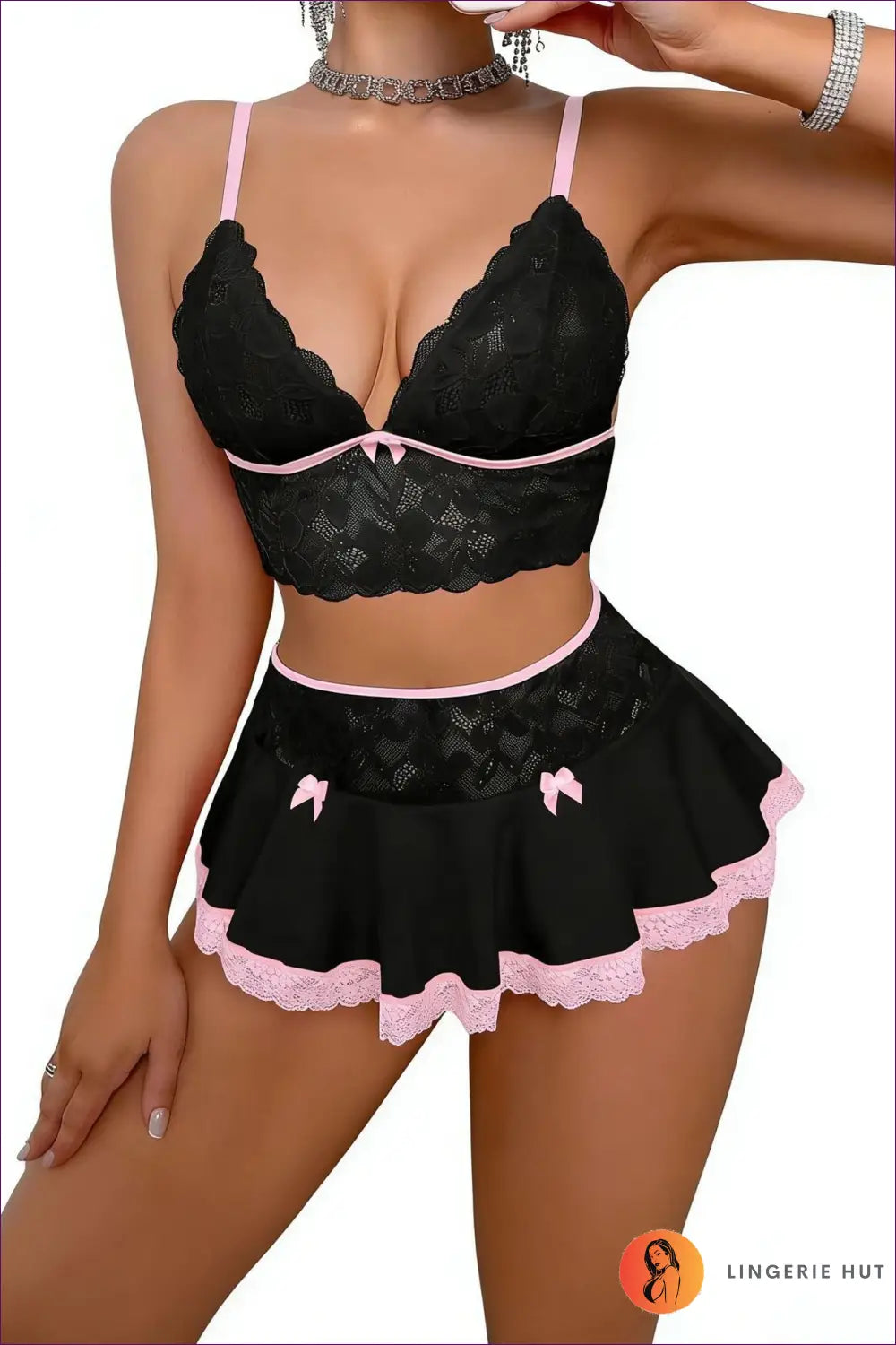 Lingerie Set with Lace Cutout Detail - Bold Confidence - s / Black - Boudoir • Bra • Date Night • just in - Hut