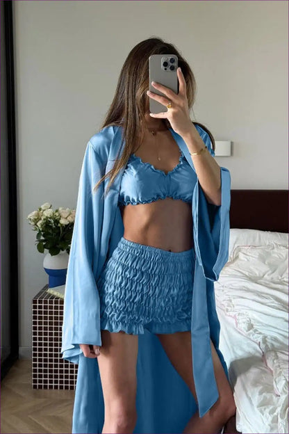 Lingerie Set with Robe - Honeymoon Suite Elegance for All Season, Bridal, Glamour, Honeymoon,