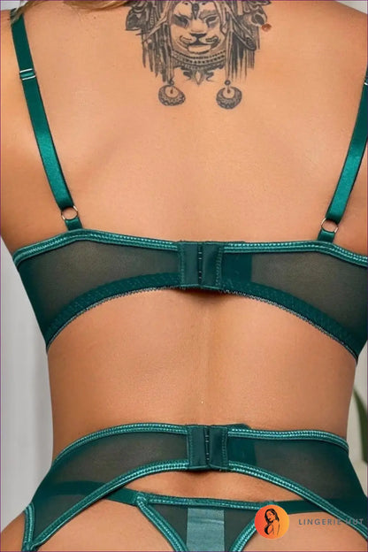 Embroidered Lace Bra Set with Garter Belt - After Dark - Bras & Panty Sets - Boudoir • Date Night • Lingerie Hut