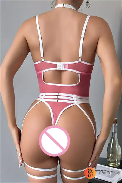 Lingerie Set with Strappy Harness - Angelic Statement Energy for Bodysuit, Boudoir, Cutout, Date Night,