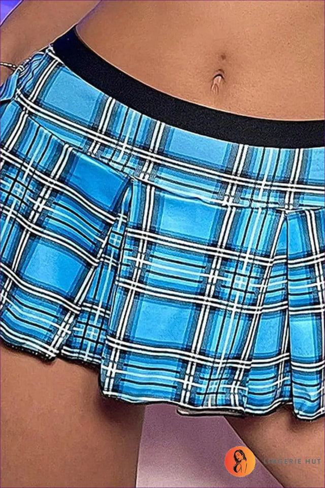 Lingerie Skirt Set with Plaid Print Detail - Playful Confidence