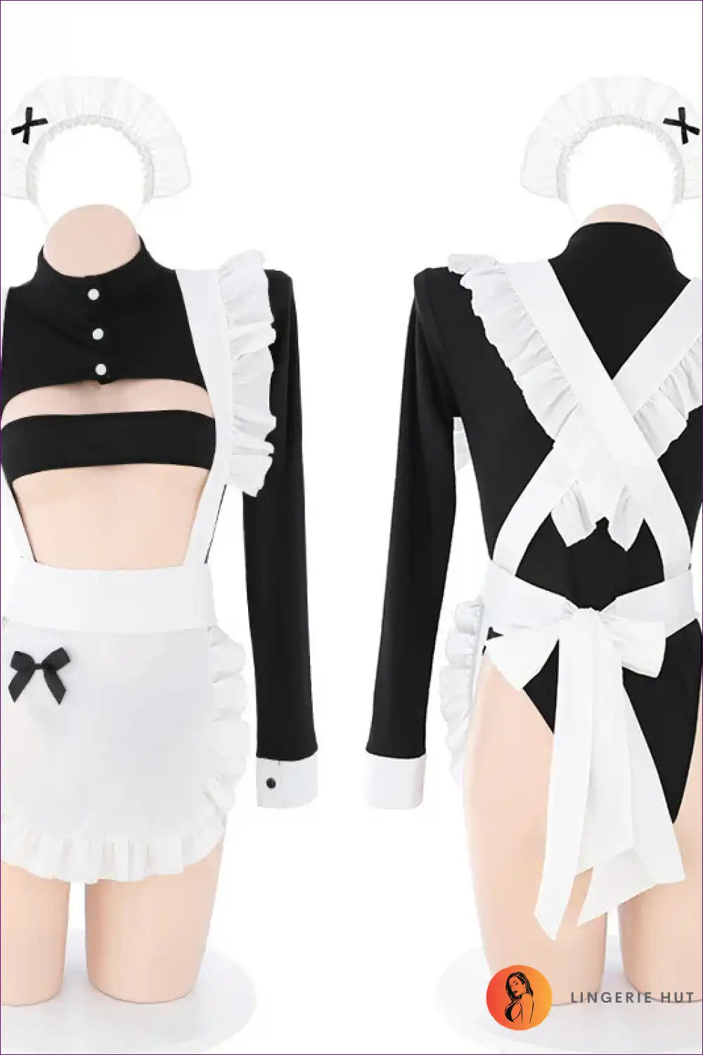 Lolita Maid Costume with Ruffle Apron - Classic Charm for Boudoir, Costume, Evening Wear, just In, Lingerie